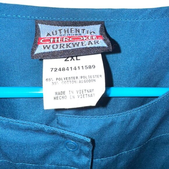 Cherokee Workwear Authentic Button-Up Jacket 2XL Blue 65% Polyester 35% Cotton - Picture 2 of 8